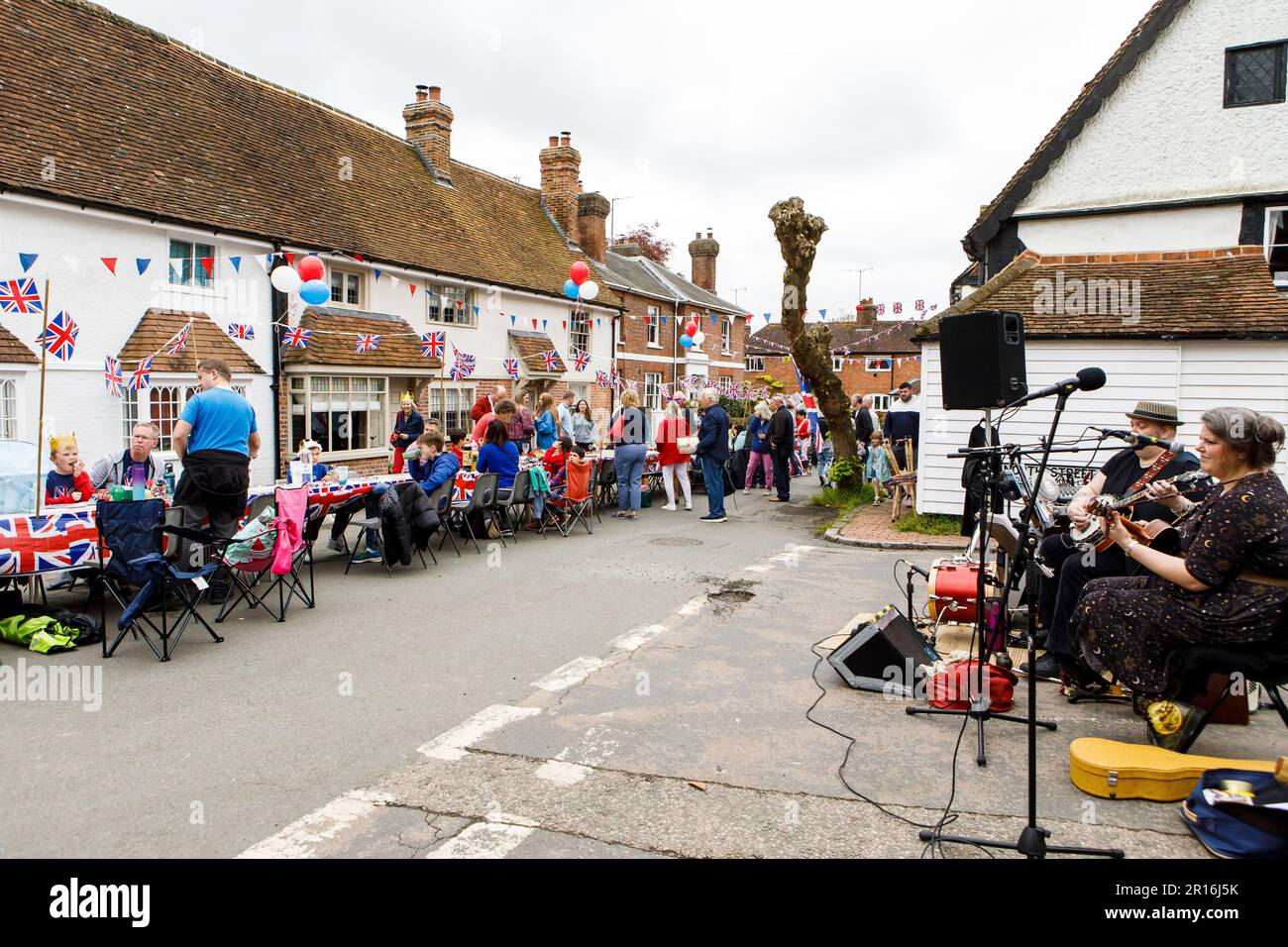 King Charles III Coronation Street Party in Cowden Village, Kent Stock Photo