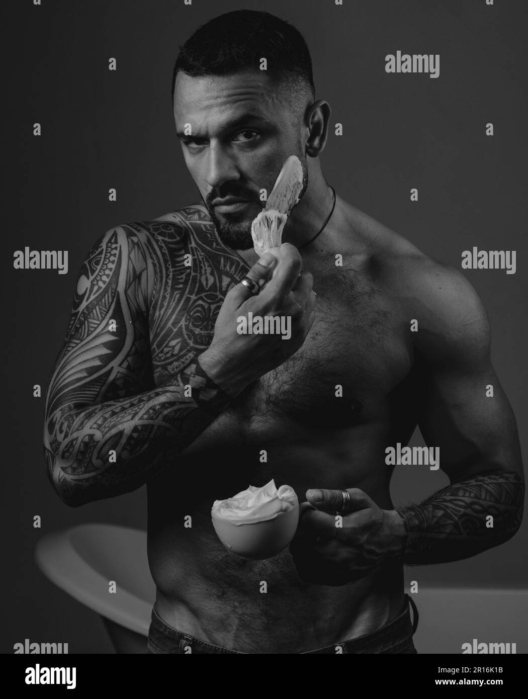 Tattooed man Black and White Stock Photos & Images - Alamy