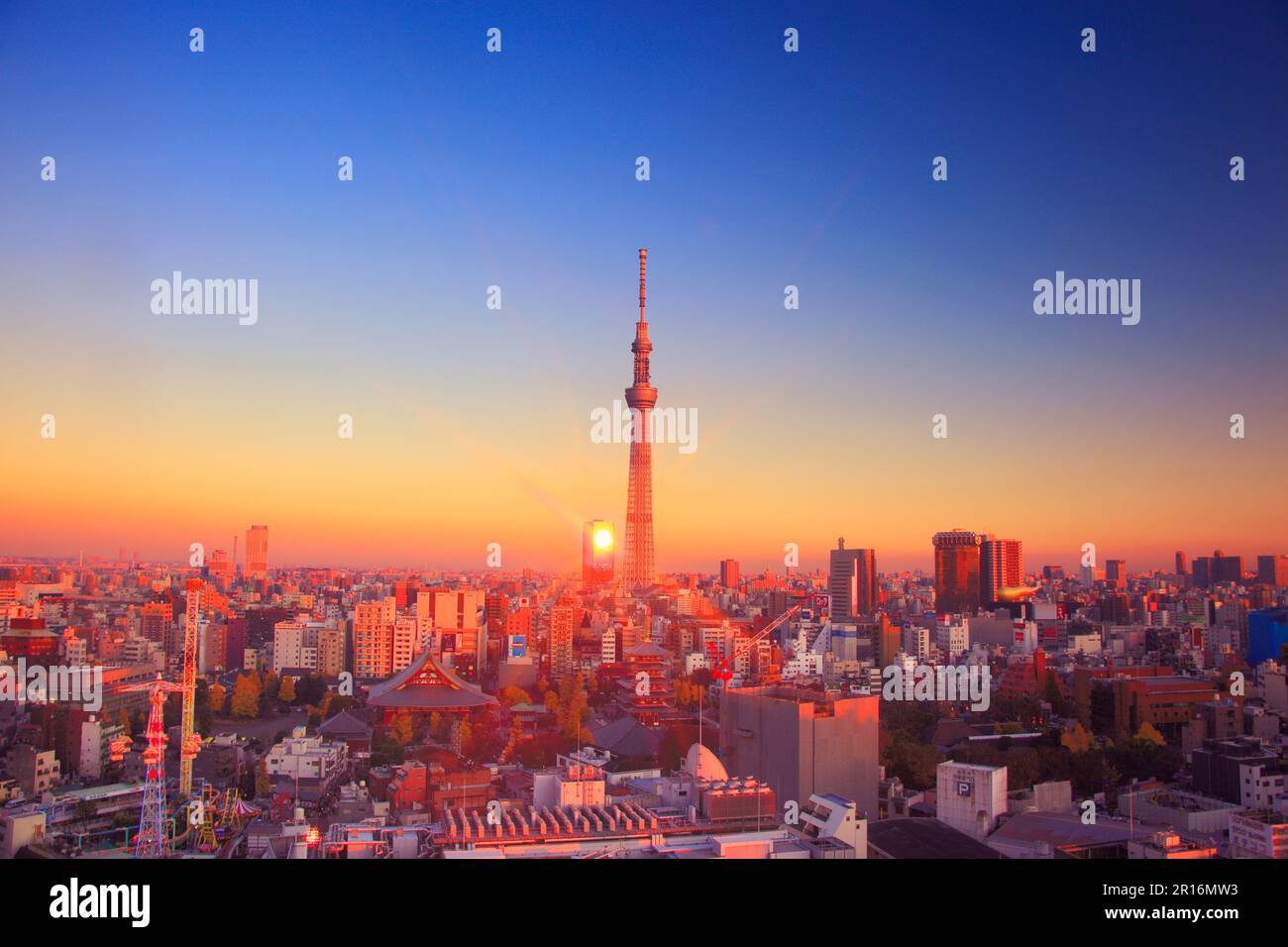 Cityscape Of Asakusa And Tokyo Sky Tree And Reflection Of The Sunset Cityscape Of Asakusa And Tokyo Sky Tree And Reflection Of The Sunset