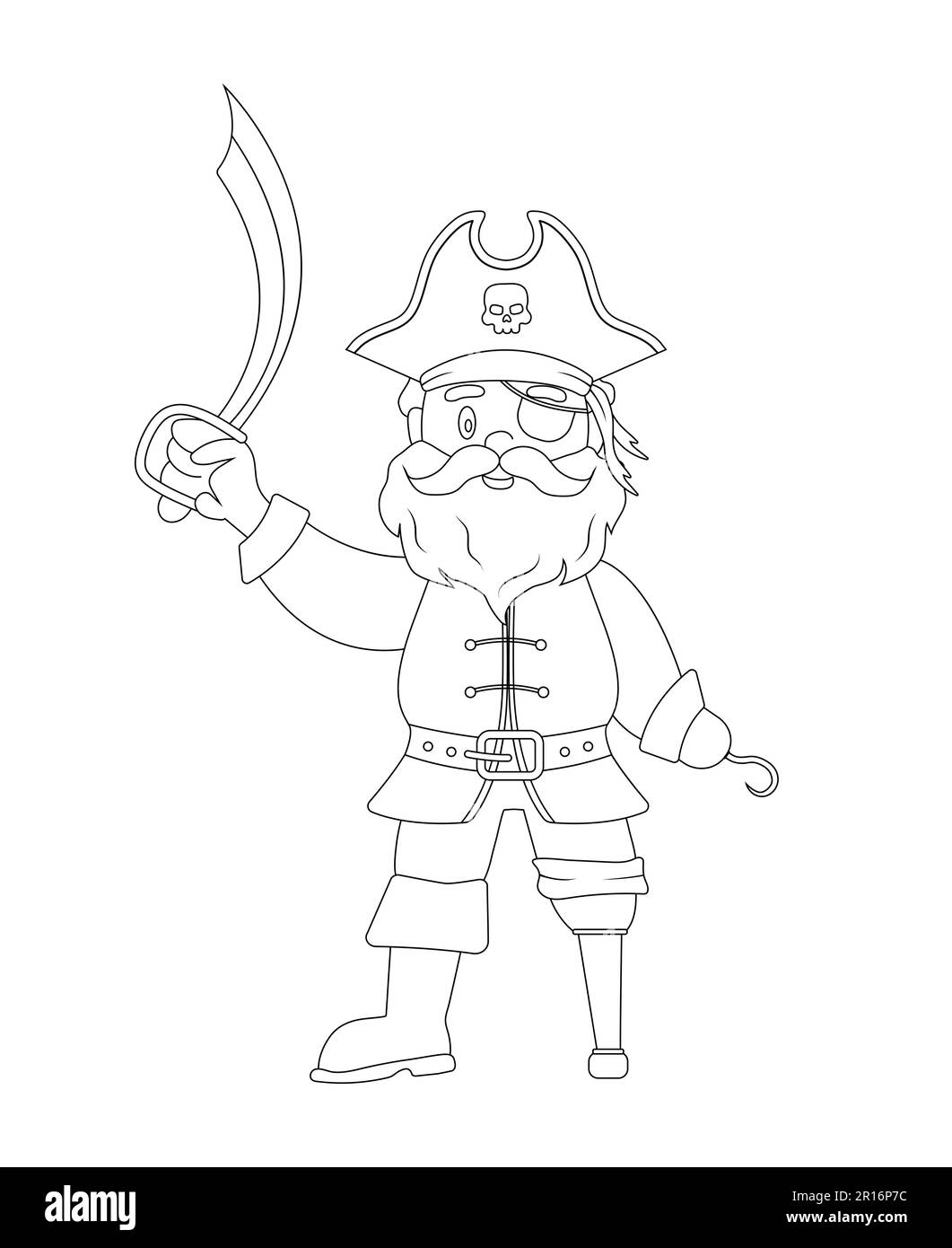 Ship sailor or old pirate with saber for coloring book. Piracy black ...