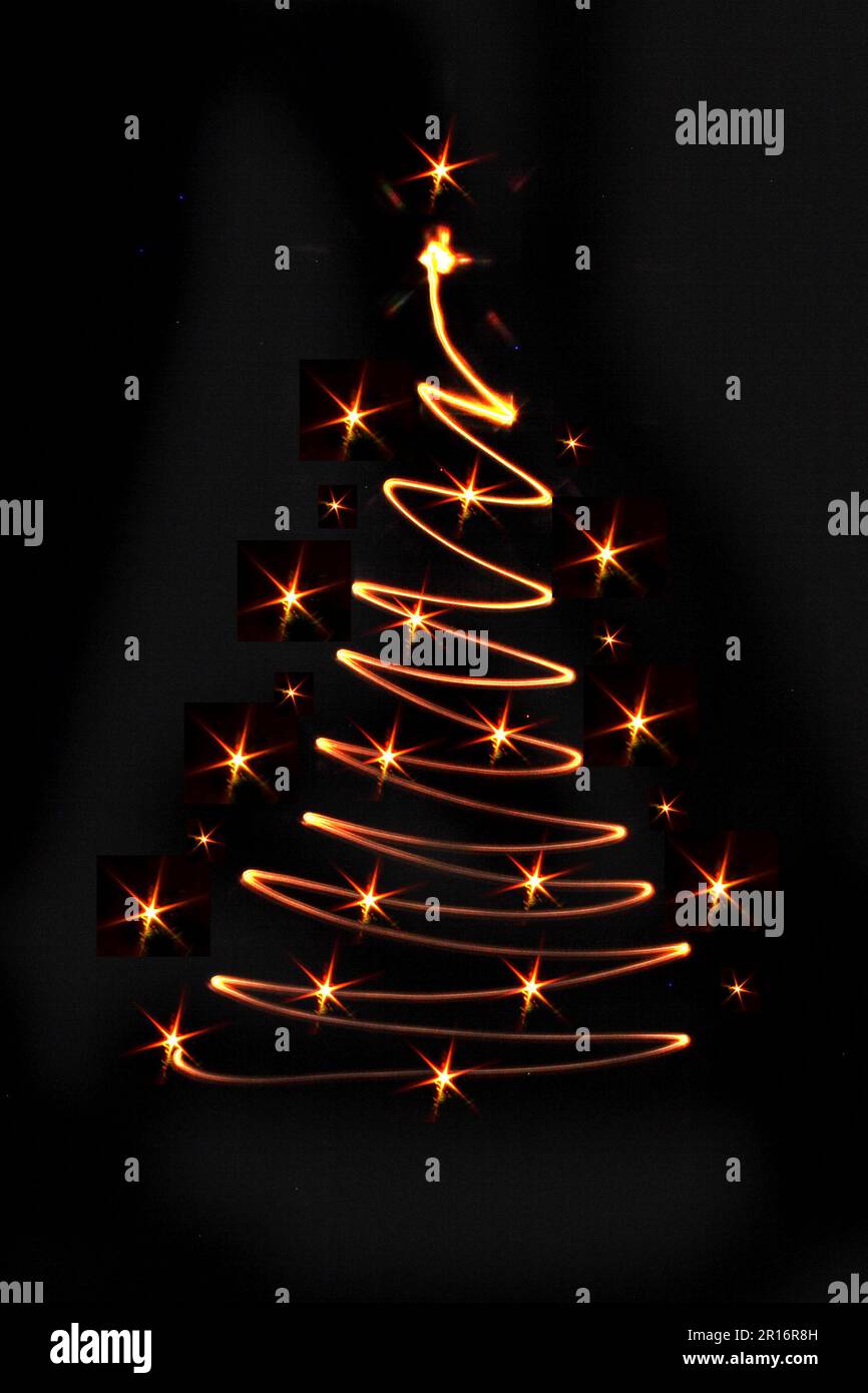 christmas tree from xmas lights in the dark Stock Photo - Alamy