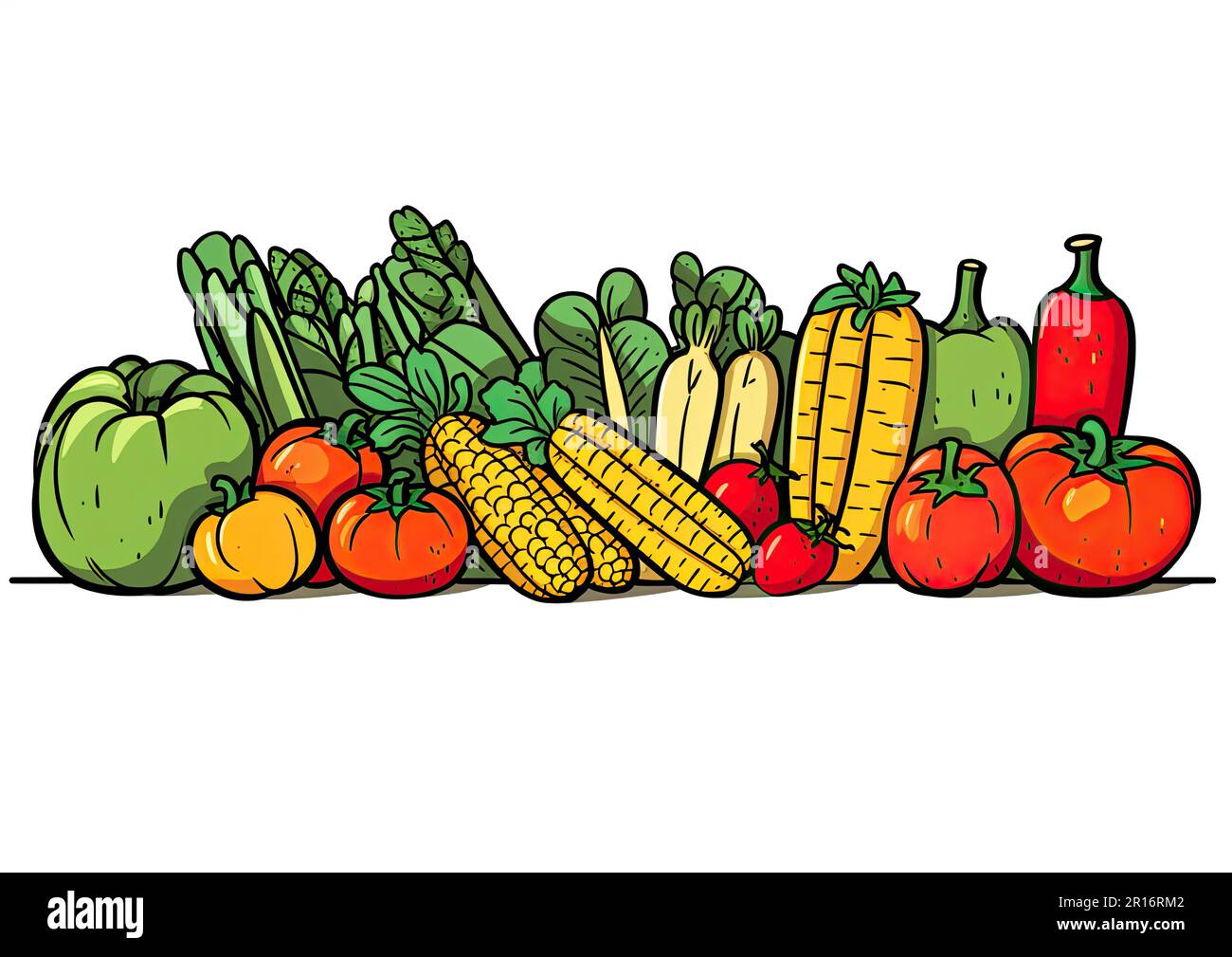 Colourful Fresh Vegetables Illustration Stock Photo