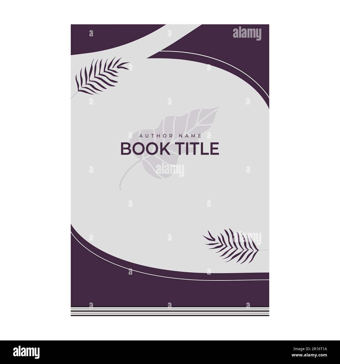 Front page of  Book Cover Design With Leaves, Flyer Poster Book Title Author Name Design Illustration Stock Photo