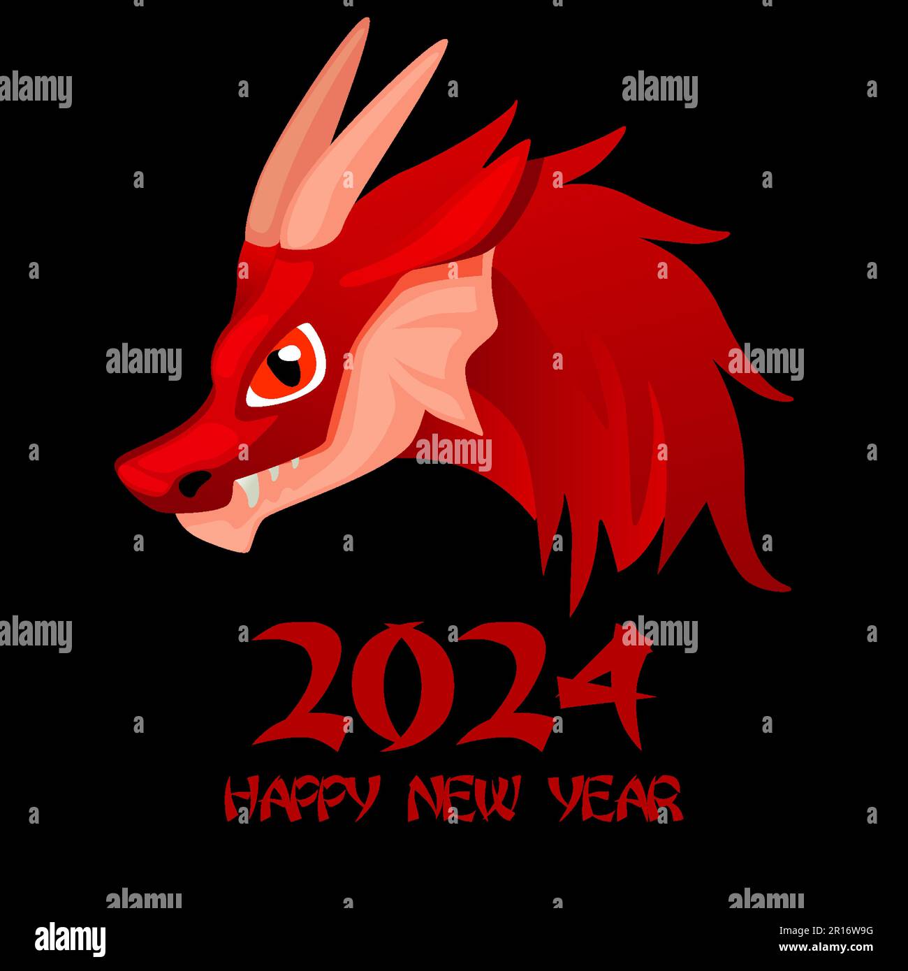 Chinese Happy New Year 2024 Cute Dragon Greeting Card With Red   Chinese Happy New Year 2024 Cute Dragon Greeting Card With Red Dragon 2R16W9G 