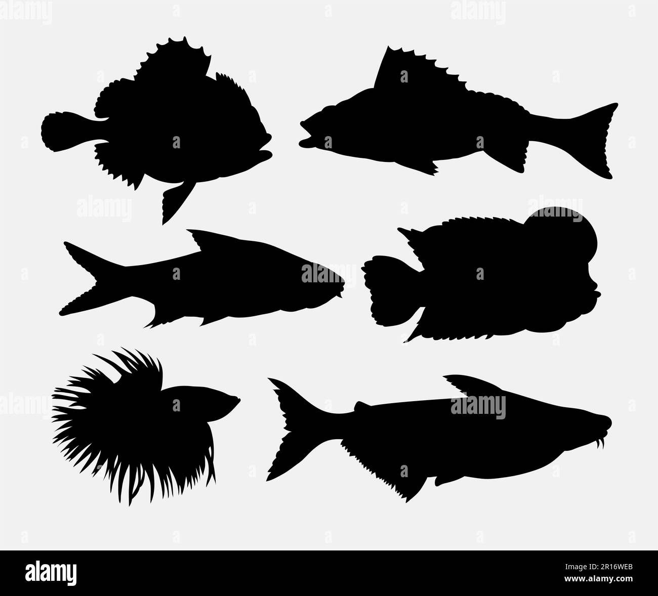 Fish animal silhouette 1. Good use for symbol, icon, logo, mascot, sign, or any design you want Stock Vector