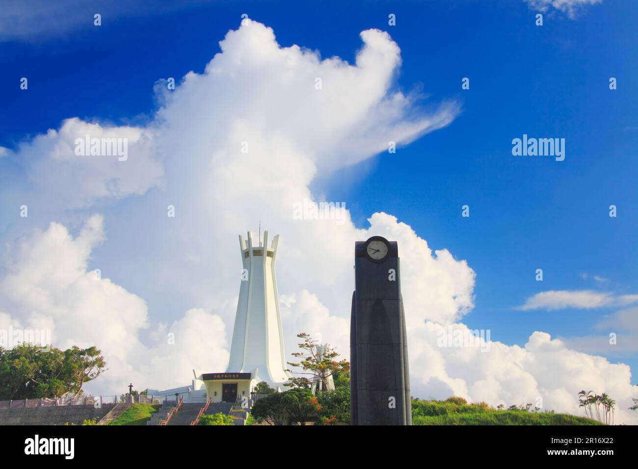Thunderhead and the Clock Tower and the Tower of Okinawa Peace Memorial