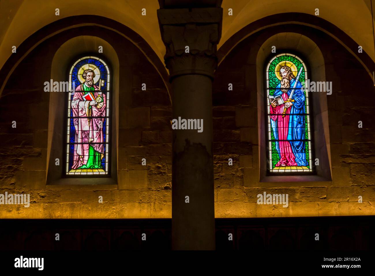 Stainedglass window, Grossmünster, a Romanesquestyle Protestant