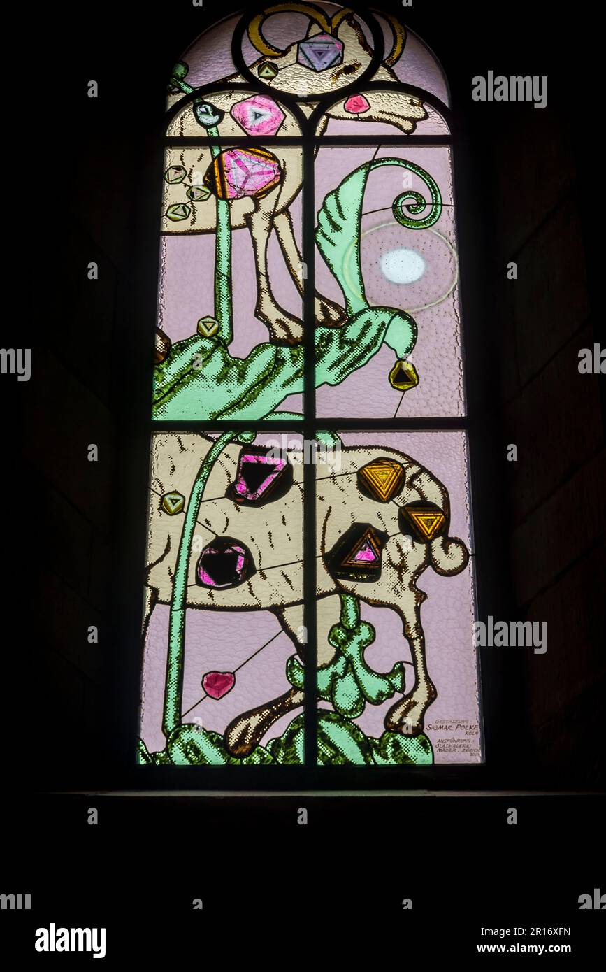 Stained-glass window, Grossmünster, a Romanesque-style Protestant