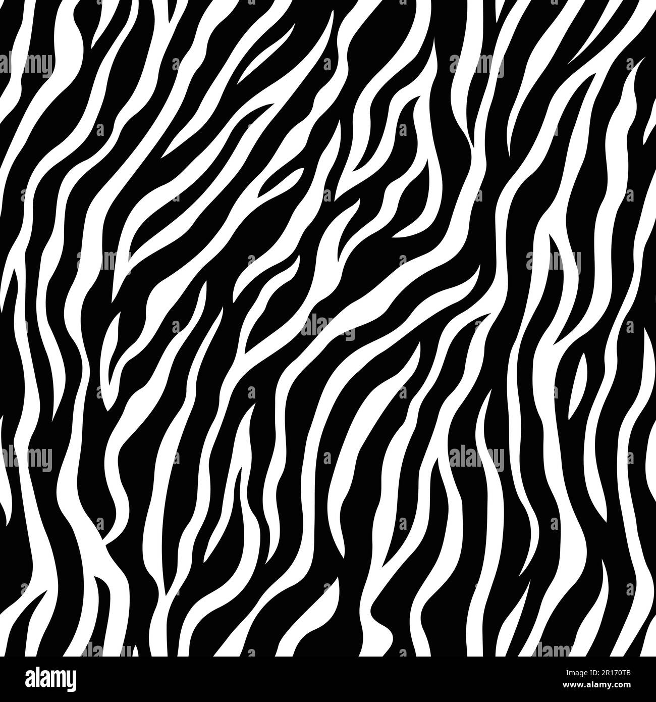 Zebra stripes seamless vector pattern, black and white texture. Animal