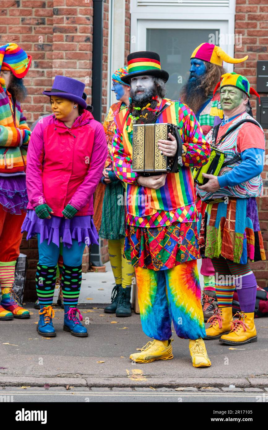 Modern, colourful Morris Dancers entertain at the Mill Road Winter Fair