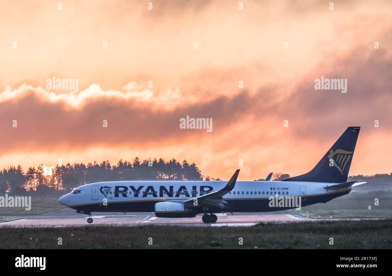 Cork Airport, Cork, Ireland. 12th May, 2023. A Ryanair Boeing 737 about to takeoff for London