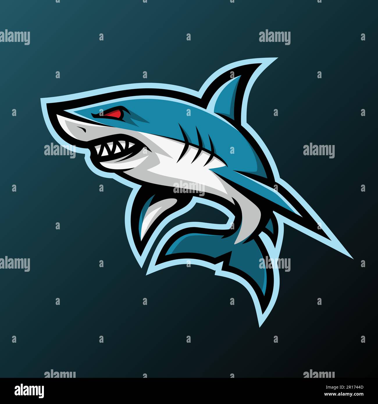 Angry Shark Mascot Logo - Animals Mascot E-sport logo, Vector Illustration Design Concept. Stock Vector