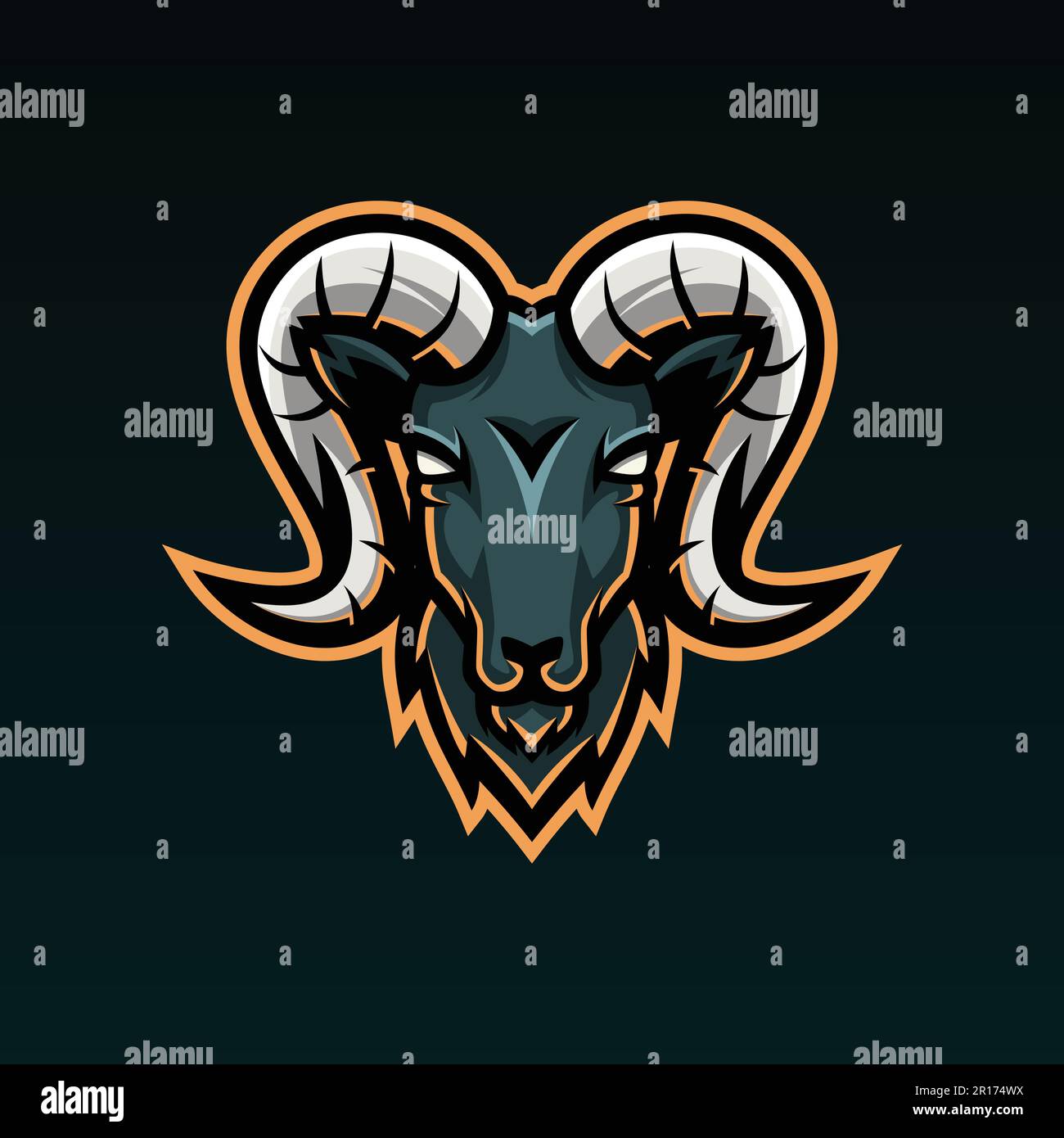 Goat Head Mascot Logo Animals Mascot Esport Logo, Vector Illustration Design Concept Stock