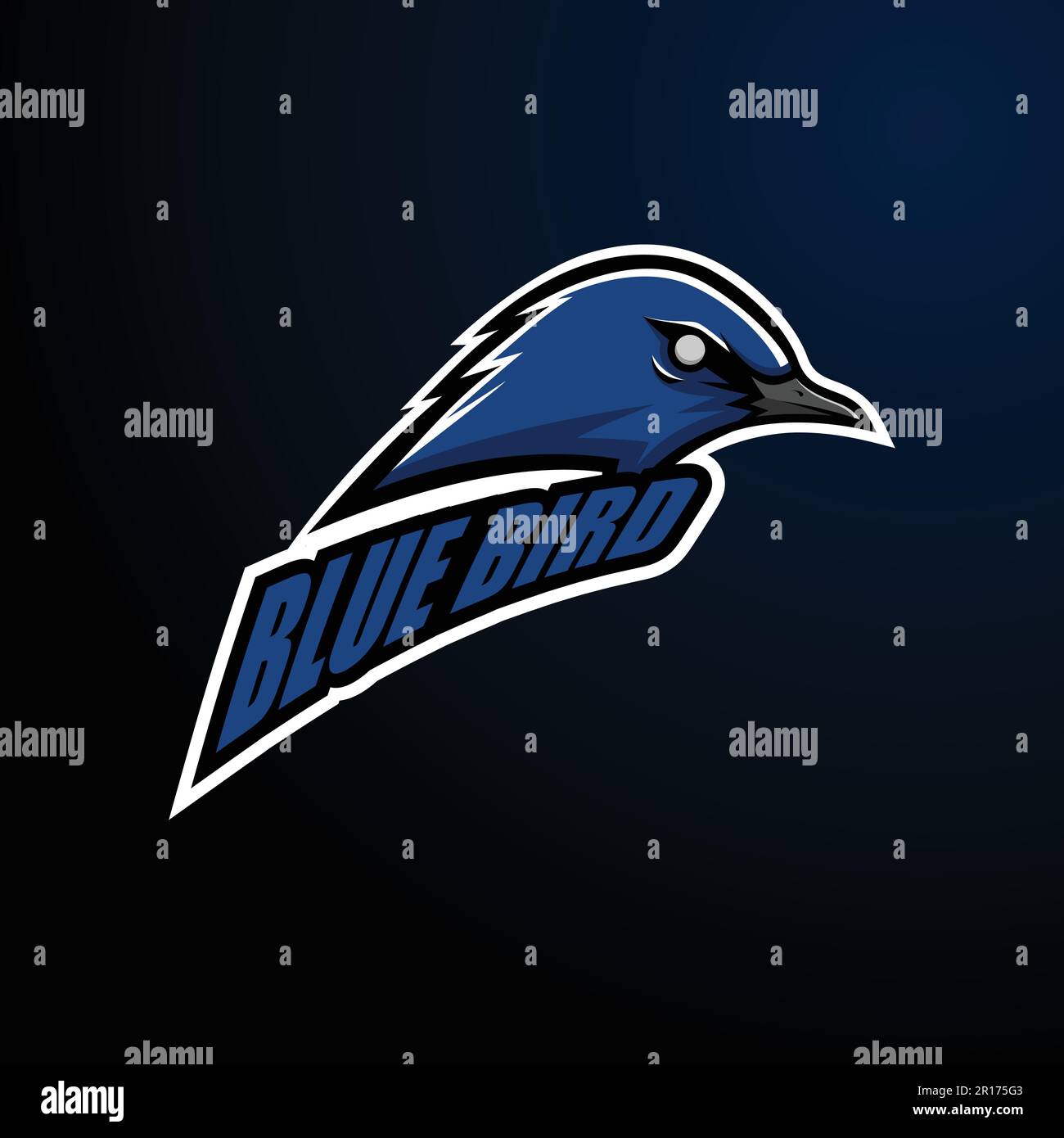 Blue Bird Head with Text Mascot Logo - Animals Mascot Esports Logo
