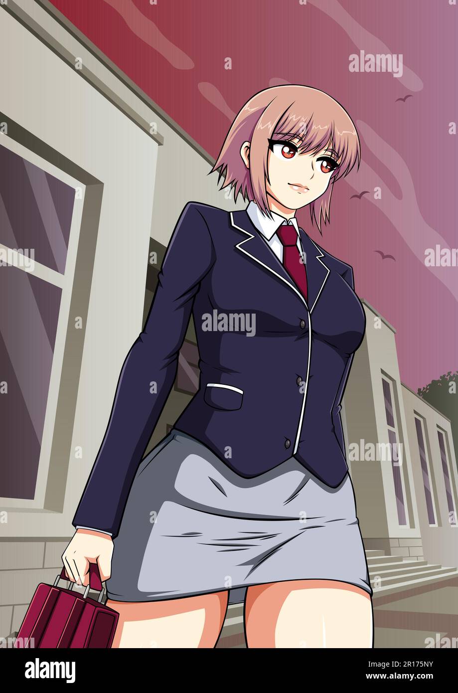 Anime Manga Schoolgirl Stock Vector