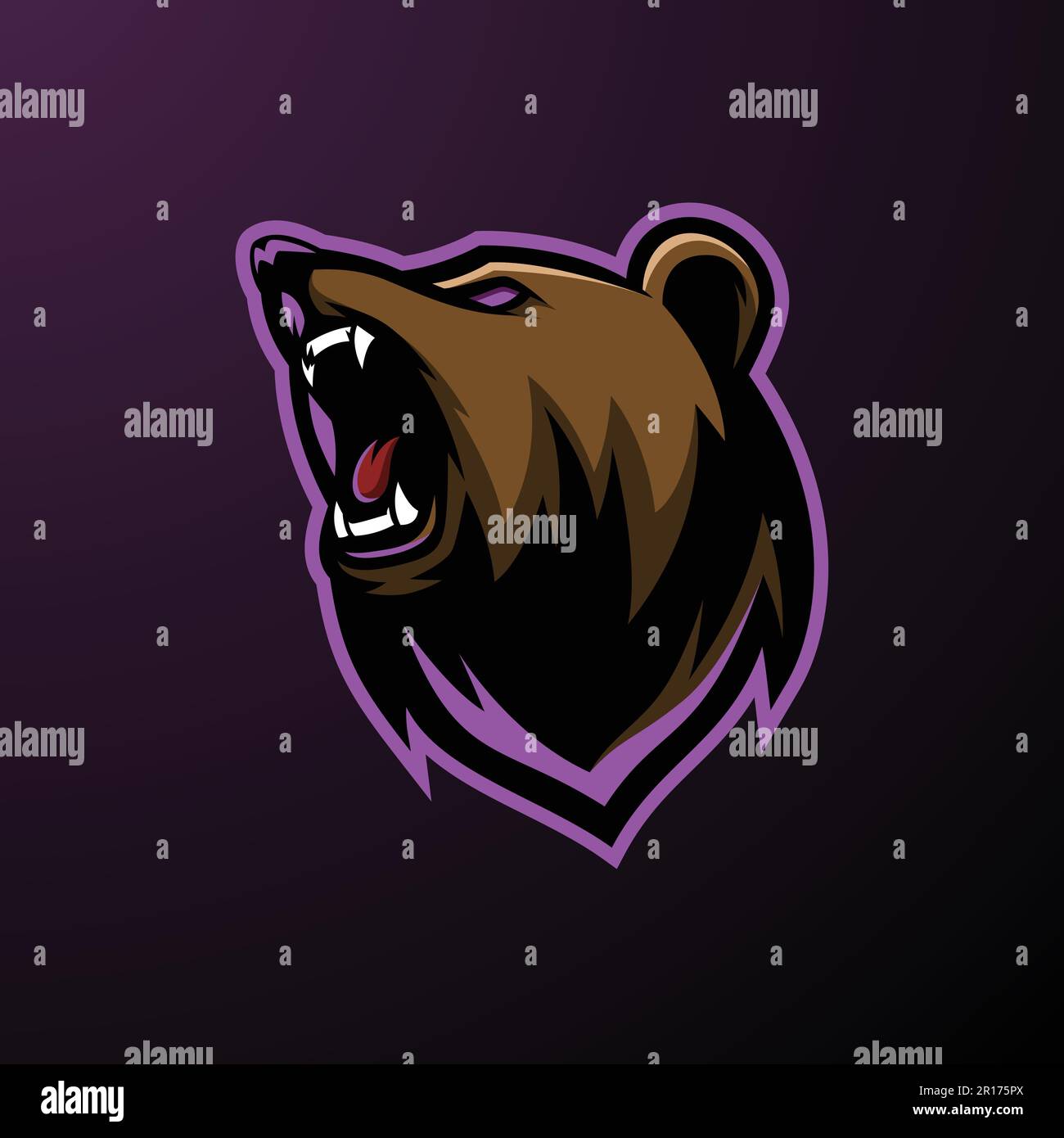 Illustration of Angry Face Bear Mascot Logo Vector Design - Animals Mascot Esport logo Stock Vector