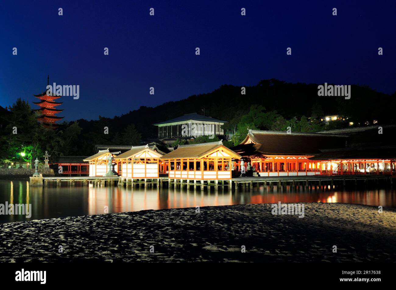 World Heritage Site The three most scenic spots in Japan Miyajima Itsukushima Shrine light up in summer Stock Photo