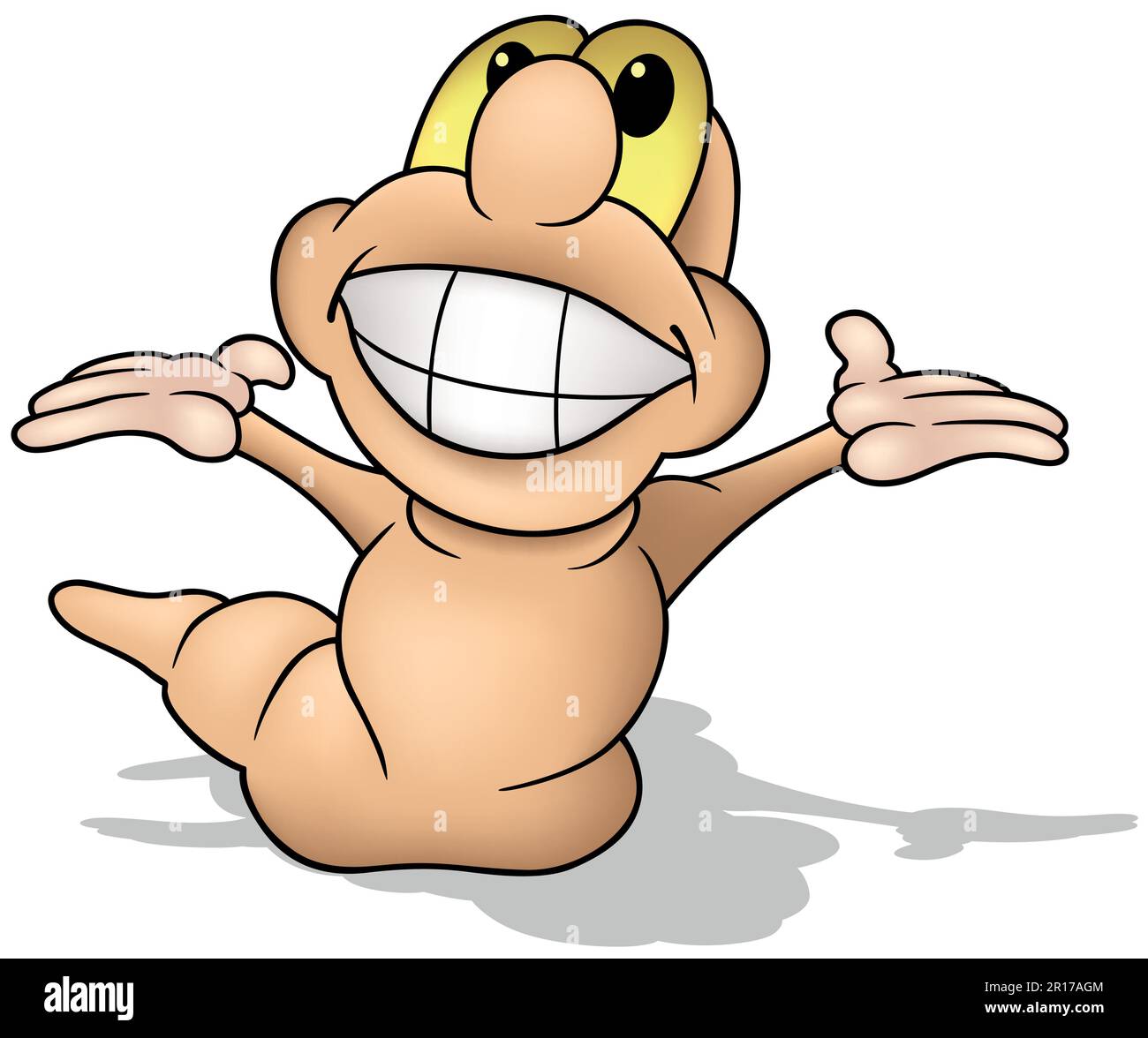 Worm with a Big Smile and Open Arms Stock Vector Image & Art - Alamy