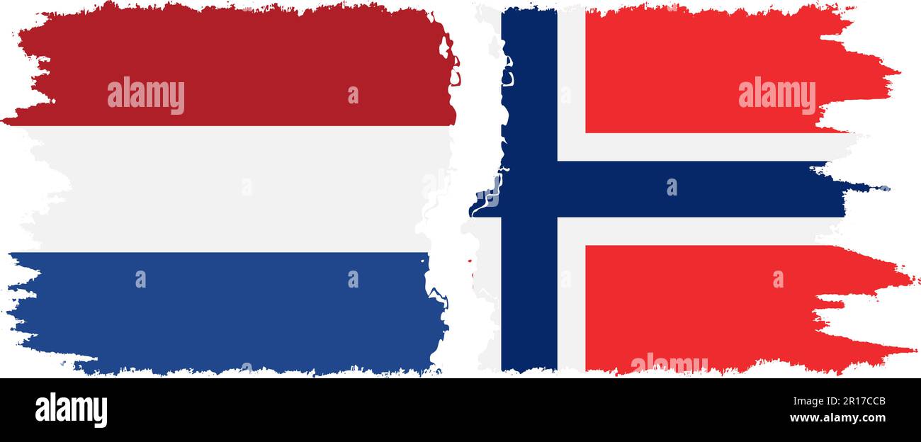 Norway and Netherlands grunge flags connection, vector Stock Vector