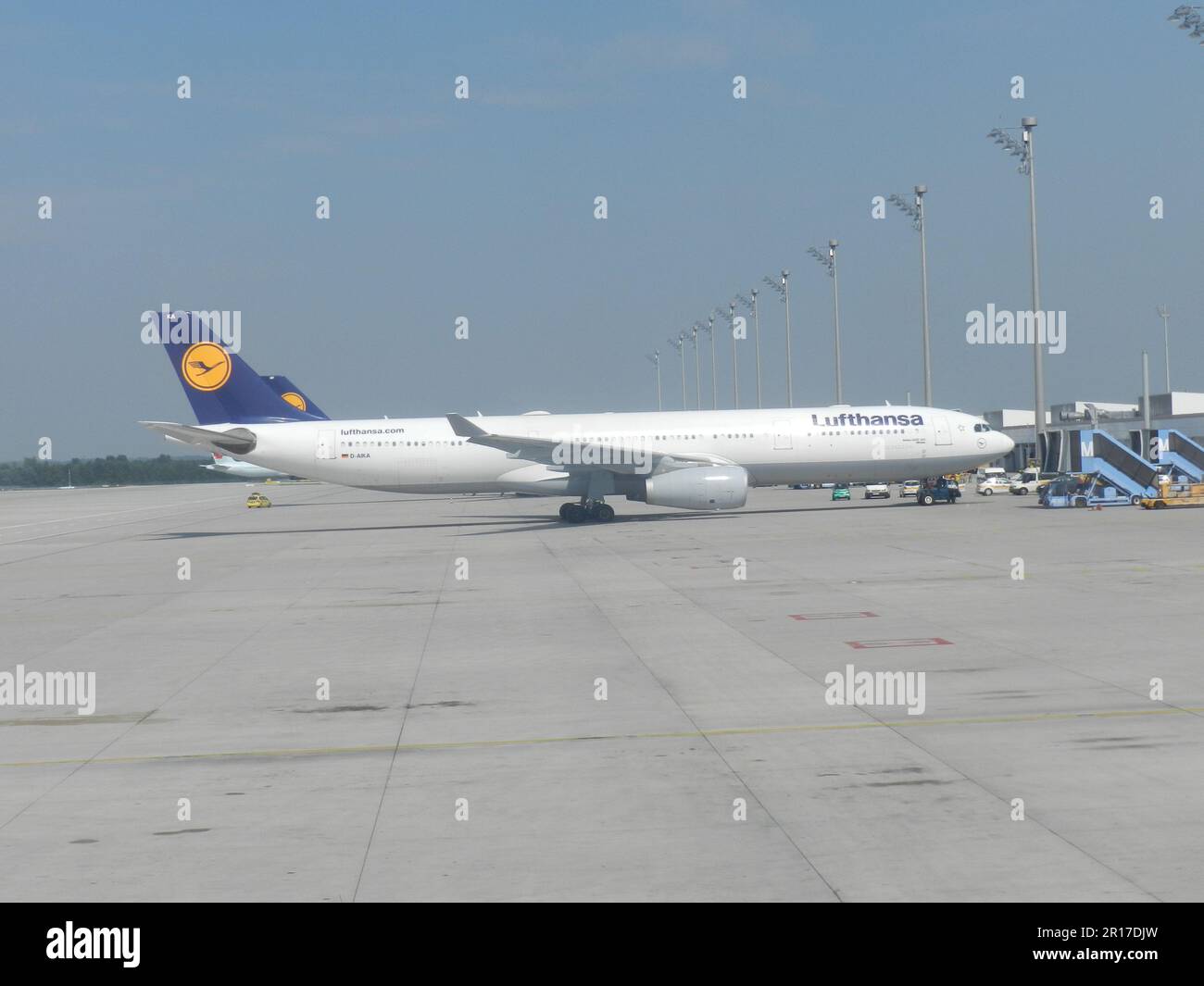 Germany, Upper Bavaria, Munich:  D-AIKA, Airbus A.330-300 of Lufthansa at Munich airport 24.08.11. Stock Photo