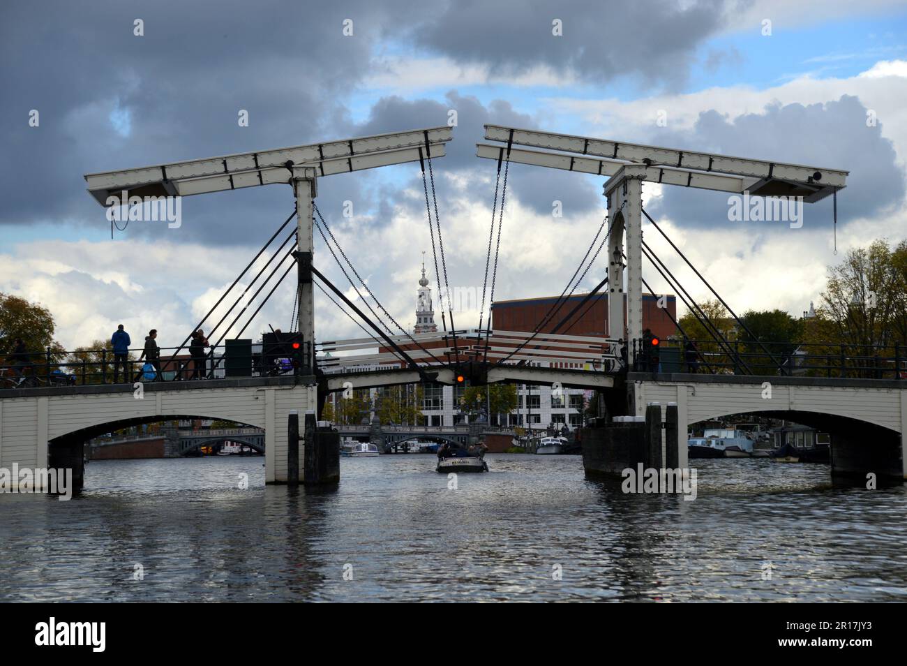 Netherlands, Amsterdam Magere Brug (Skinny Bridge), a traditional Dutch lifting bridge Stock