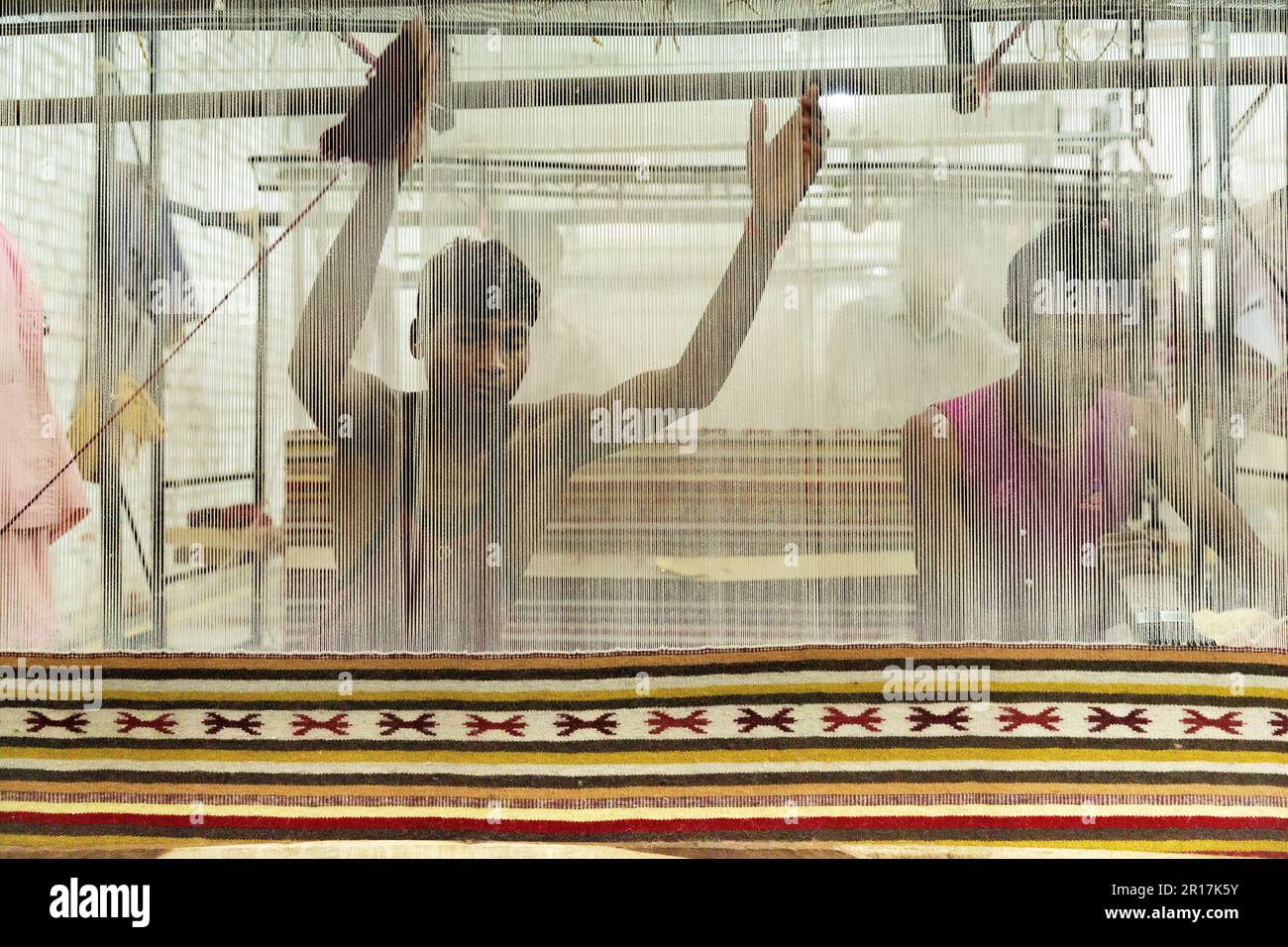 Carpet weavers, India Stock Photo Alamy