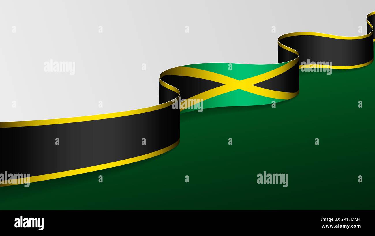 Jamaica ribbon flag background. Element of impact for the use you want to make of it. Stock Vector