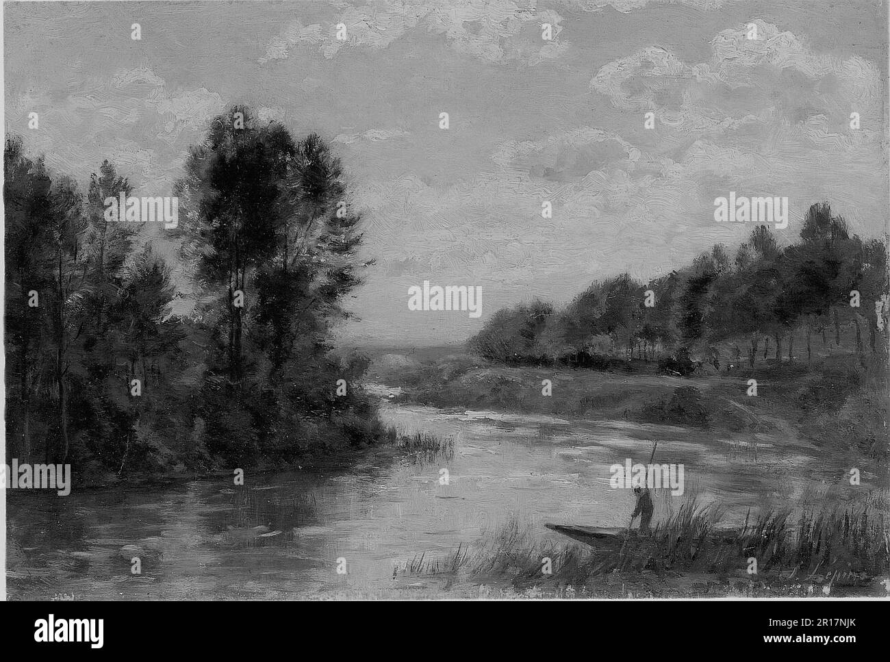 A Stream in France Date: c. 1880 Artist: Stanislas Lépine French, 1835-1892 Stock Photo