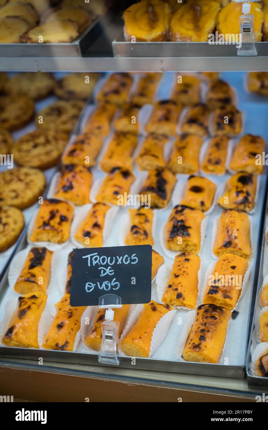 pastel de nata - traditional Portuguese desert in Bakery Stock Photo
