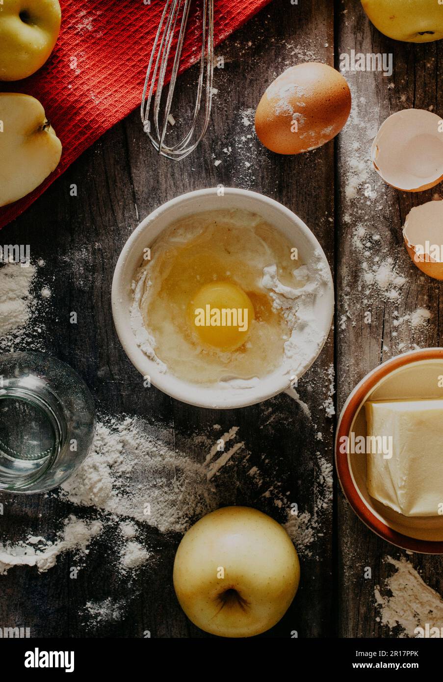 Apple pie ingredients flat lay Stock Photo