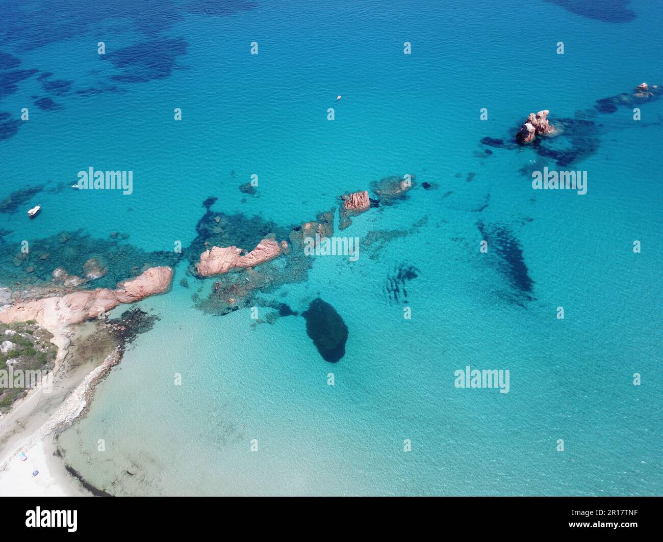 Red Rocks Overhead View Aerial view of red rocks against blue Mediterranean Sea Stock Photo - Alamy