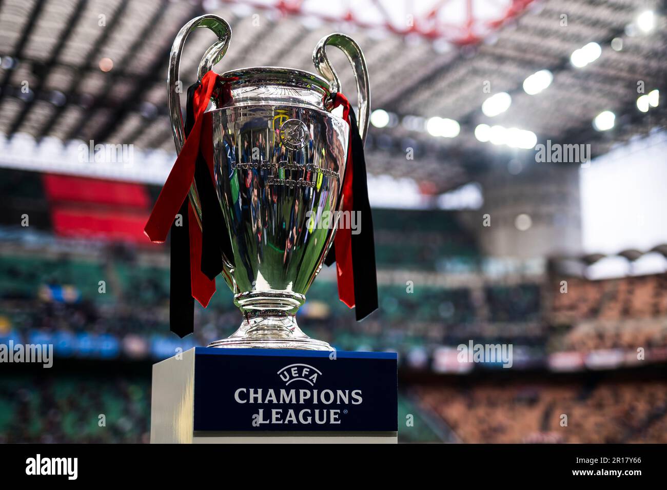 Milan Italy 10 May 2023 The UEFA Champions League Trophy Is Seen milan-italy-10-may-2023-the-uefa-champions-league-trophy-is-seen