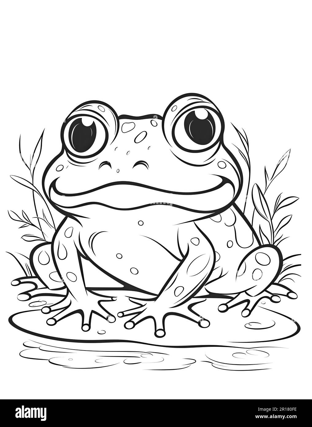 Black and white illustration for coloring animals, frog Stock Photo - Alamy