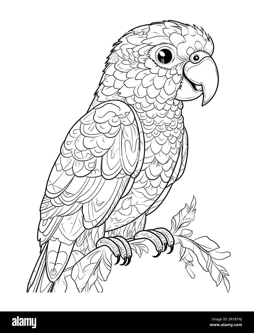 Black and white illustration for coloring birds Stock Photo - Alamy