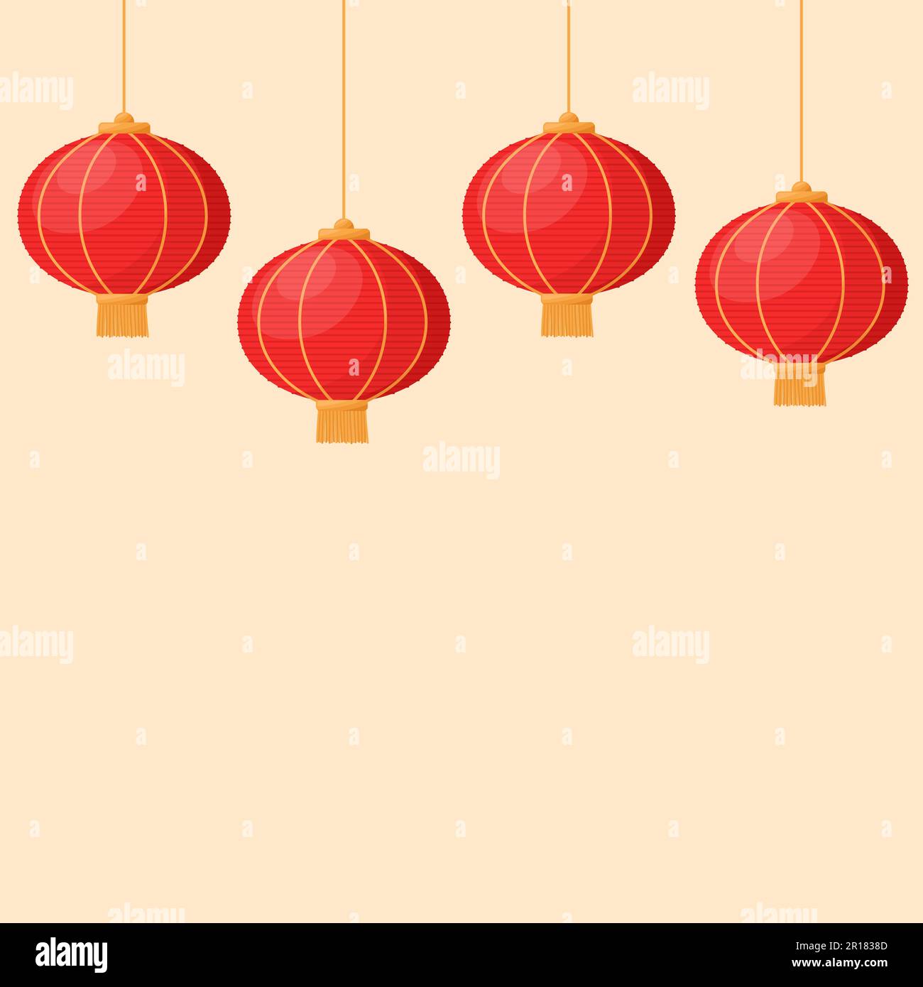 Background with lanterns in asian style. Chinese New Year decorations
