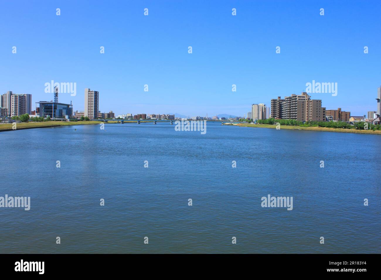 Shinano River as seen from Bandai Bridge Stock Photo - Alamy