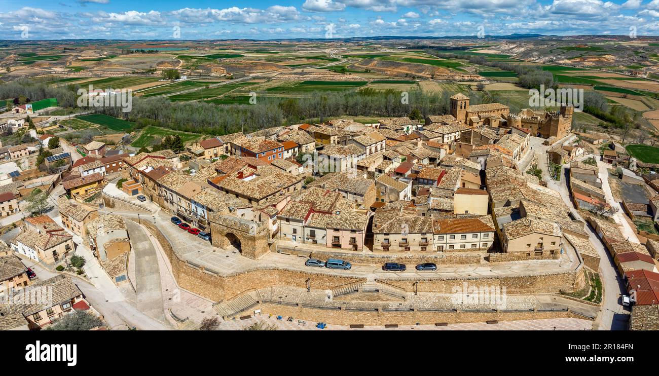 Panoramic aerial view of Monteagudo de las Vicarias is a historic town