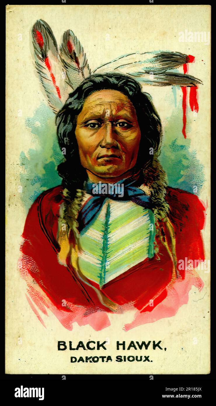 Indian Chief Black Hawk Vintage Cigarette Card 01 Stock Photo Alamy
