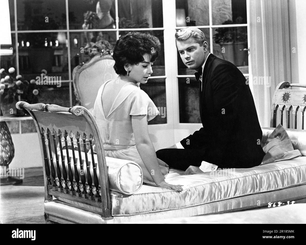 SUZANNE PLESHETTE and TROY DONAHUE in ROME ADVENTURE 1962 director / producer / screenplay DELMER DAVES novel Irving Fineman music Max Steiner costume design Howard Shoup Warner Bros. Stock Photo