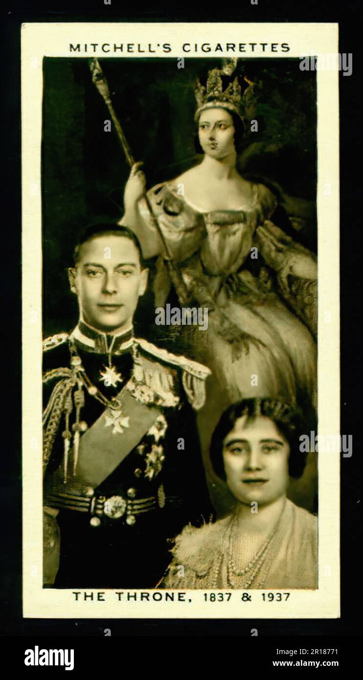 Queen Victoria & King George VI - Vintage Cigarette Card Stock Photo