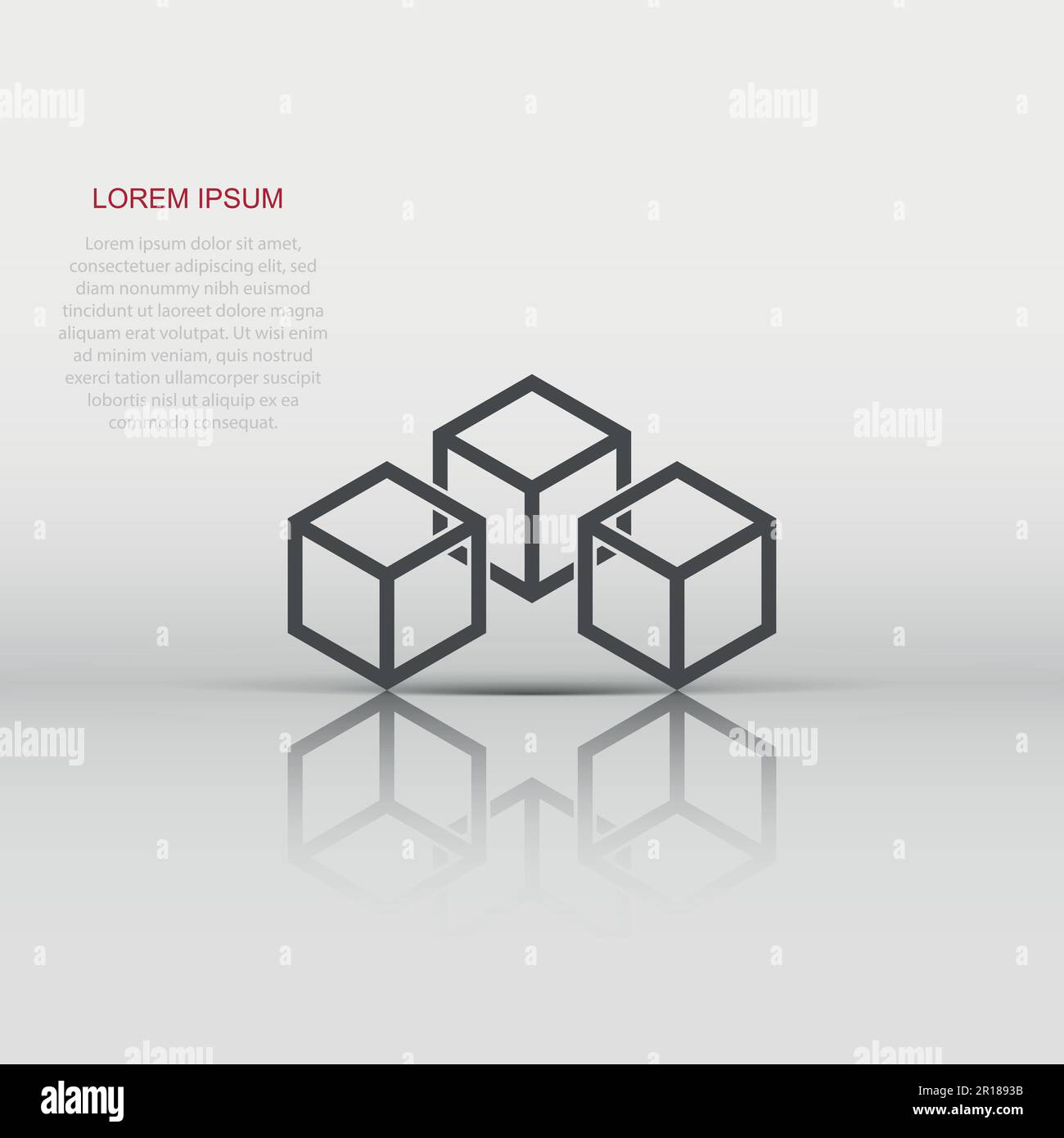Blockchain technology vector icon in flat style. Cryptography cube block illustration. Blockchain algorithm concept. Stock Vector