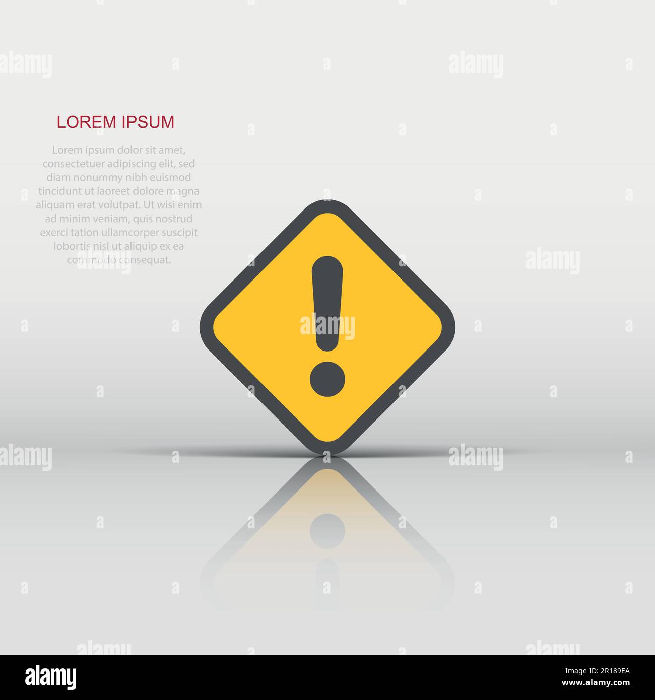 Exclamation mark icon in flat style. Danger alarm vector illustration ...