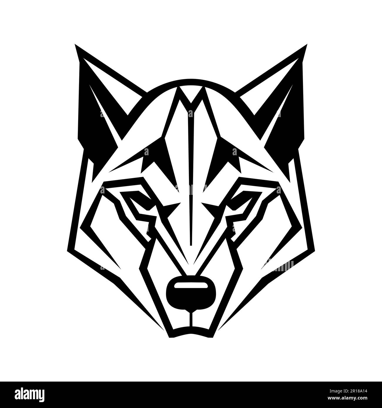Wolf logo design. Abstract black polygon wolf head. Calm wolf face