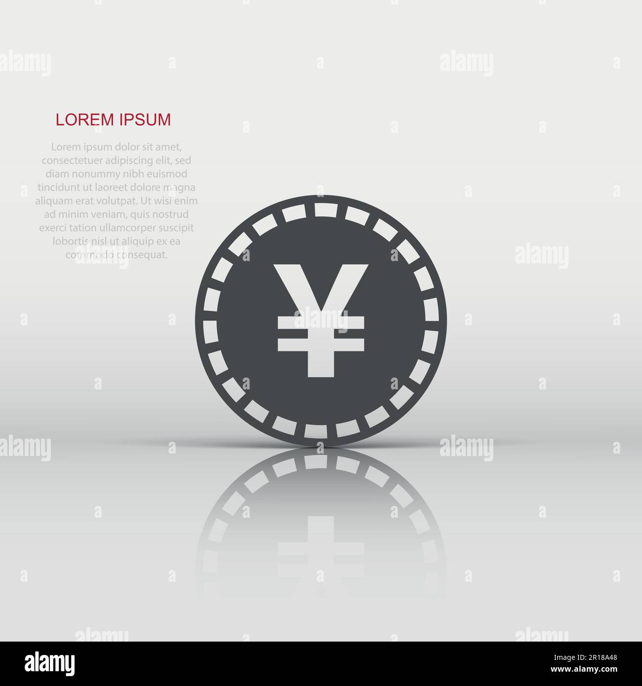 Yen, yuan money currency vector icon in flat style. Yen coin symbol illustration on white isolated background. Asia money business concept. Stock Vector