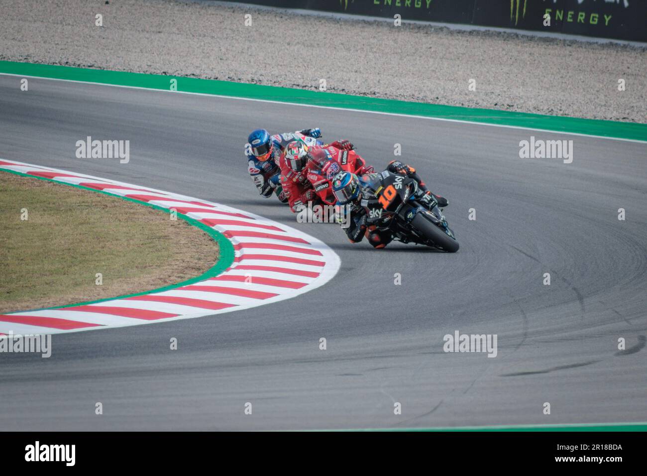 MONTMELLO, SPAIN-JUNE 4, 2021: Luca Marini on his #10 Ducati Desmosedici GP (Sky VR46 Team), 2021 MotoGP World Championship Stock Photo