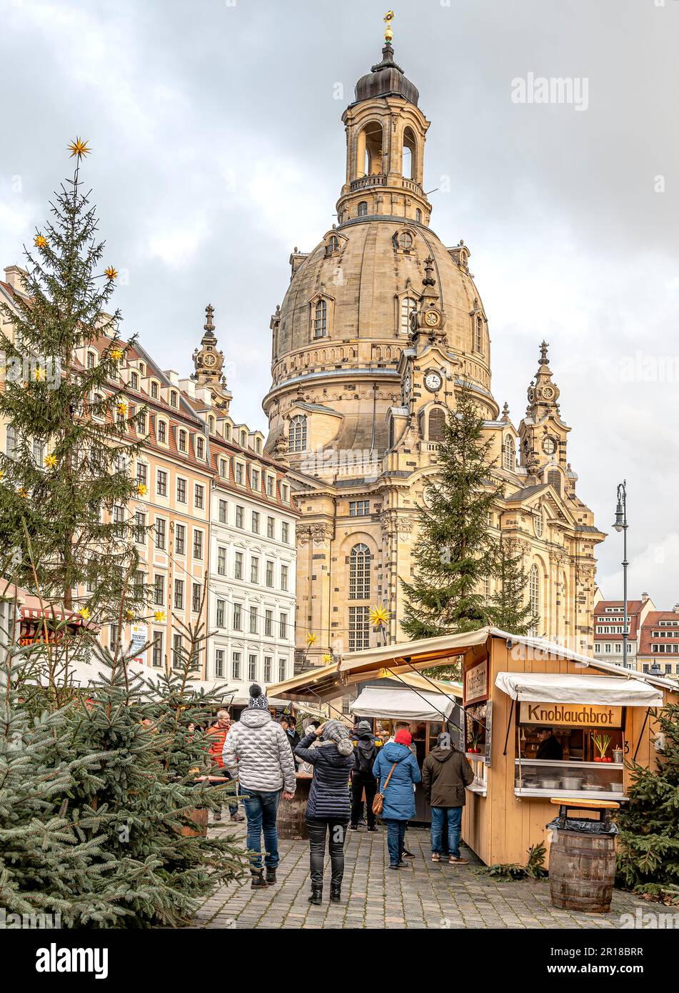 Christmas market at the Dresden Frauenkirche, Saxony, Germany Stock Photo