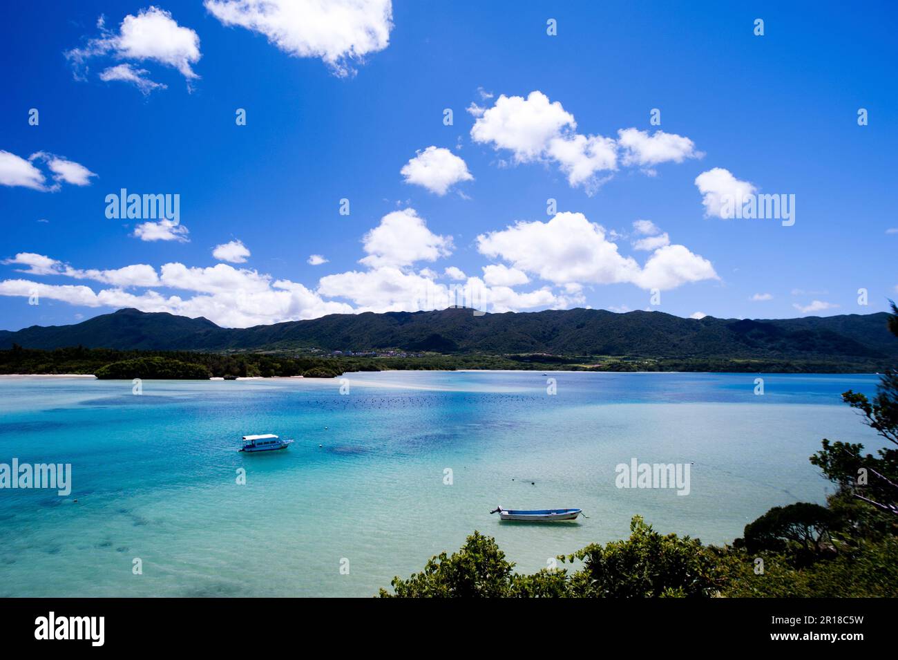 View of Kabira Bay seen from the observation deck Stock Photo