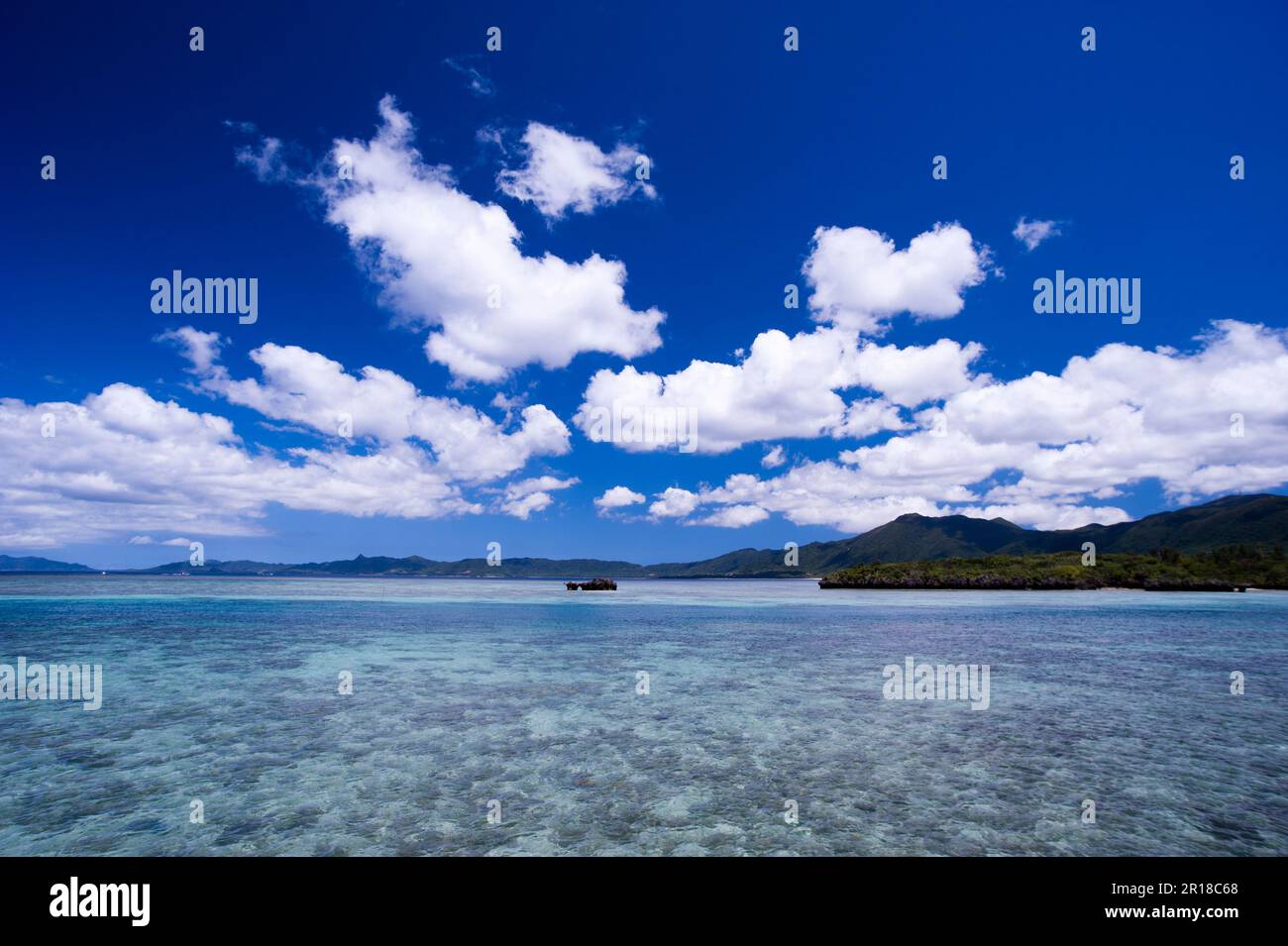 Kabira Bay and white clouds Stock Photo