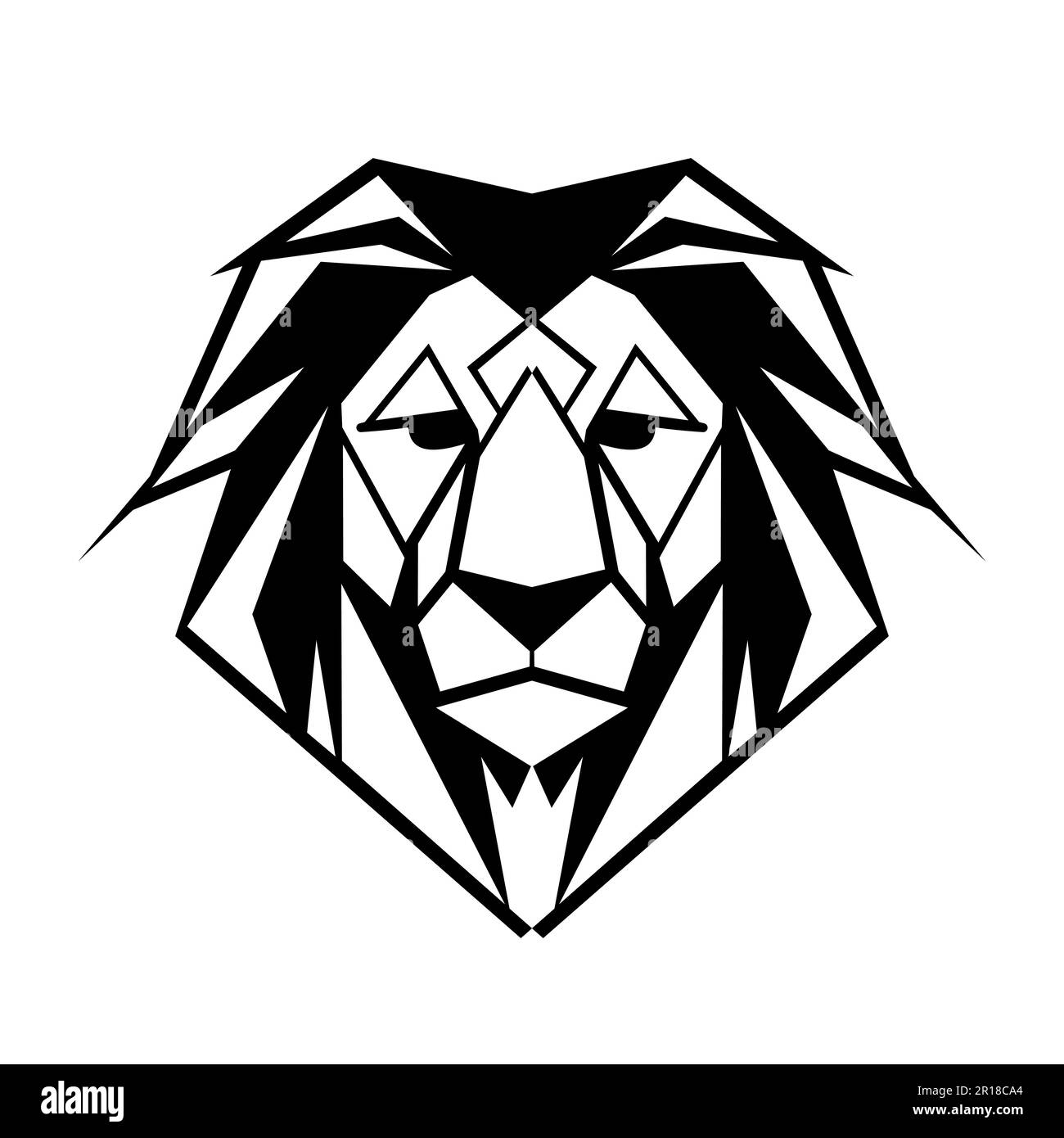 Lion logo design. Abstract black geometric lion head. Lion face drawing