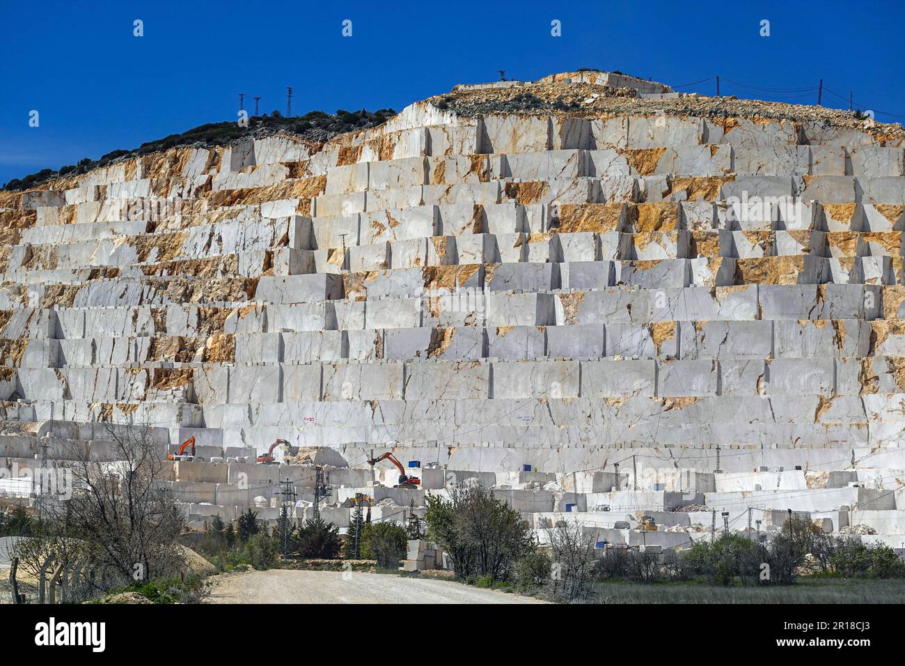 Limestone, marble quarry in Western Turkey, marble, quarry Stock Photo